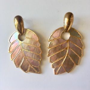 Vintage Shell Leaf Dangle Earrings